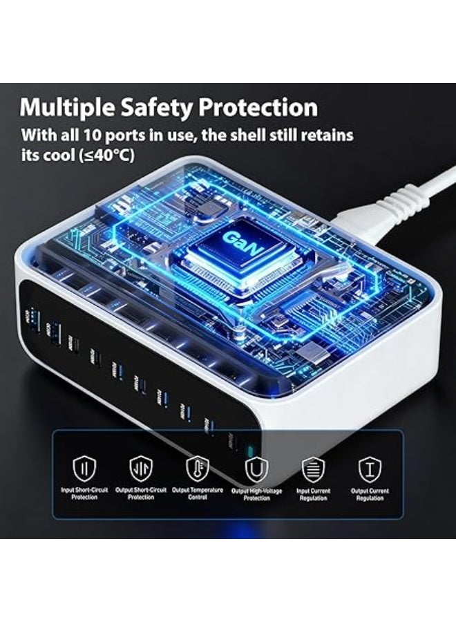 Xoopla 1000W Fast USB C Charger Hub, 10 In 1 Gan Ⅳ Type C Charging Station With 4 x 140W & 4 x 100W Type C, 100W USB C Cable, Multi Charger Adapter Plug for MacBook Pro, iPad, iPhone, Galaxy, Laptops - Image 3