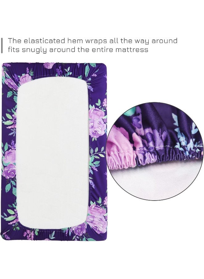TANOFAR Pack N Play Sheets Portable Playard Mini Crib Mattress Sheet Soft Breathable Playard Cover for Baby Girl Purple - Image 5