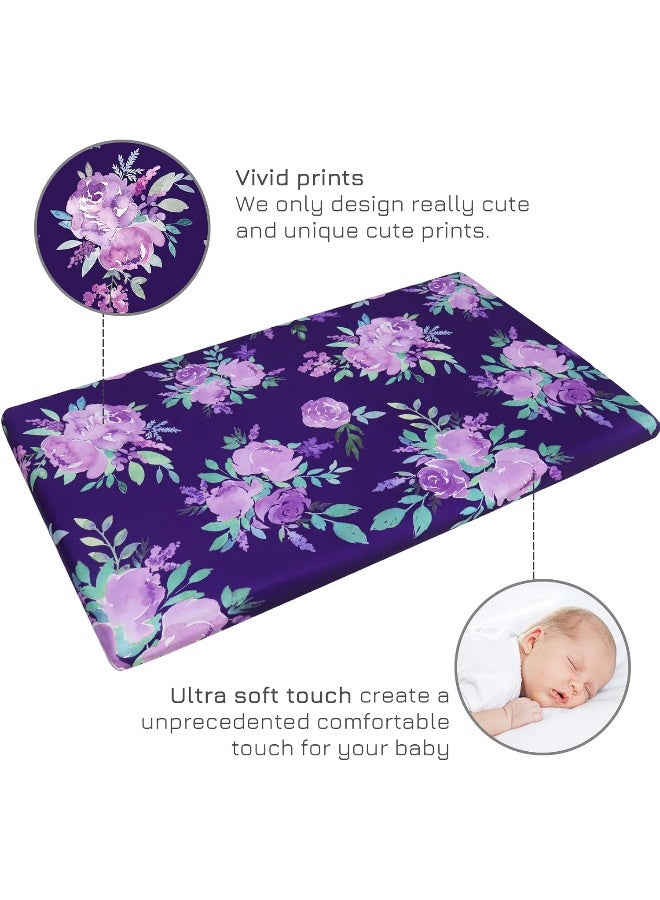 TANOFAR Pack N Play Sheets Portable Playard Mini Crib Mattress Sheet Soft Breathable Playard Cover for Baby Girl Purple - Image 3
