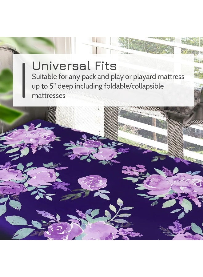 TANOFAR Pack N Play Sheets Portable Playard Mini Crib Mattress Sheet Soft Breathable Playard Cover for Baby Girl Purple - Image 4