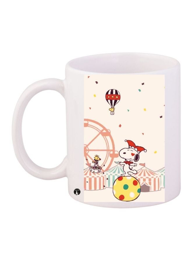 RYN Circus Cartoon Printed Coffee Mug White/Yellow/Red 11ounce