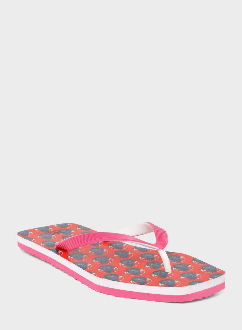 Kook N Keech Casual Pineapple Print Thong Flip Flops