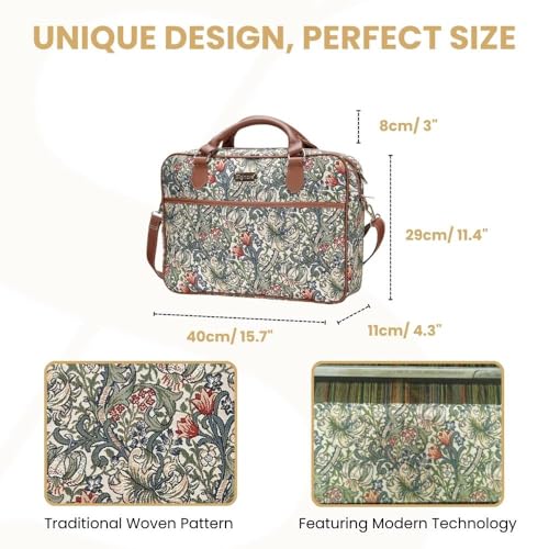 Signare Tapestry Laptop bag Computer Messenger bag Briefcase for Women with William Morris Design (CPU-GLILY) - Image 4
