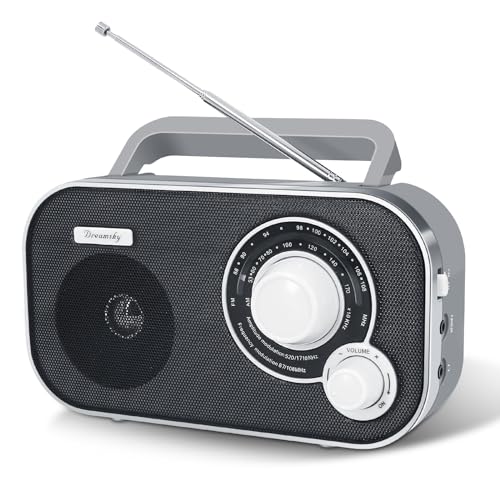 DreamSky AM FM Portable Radio Plug In Wall or Battery Operated for Home & Outdoor, Strong Reception & Sound, Large Dial Easy to Use, Transistor Antenna, Headphone Jack, Small Gifts for Seniors Elderly - Image 1
