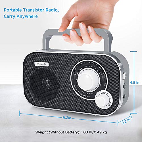DreamSky AM FM Portable Radio Plug In Wall or Battery Operated for Home & Outdoor, Strong Reception & Sound, Large Dial Easy to Use, Transistor Antenna, Headphone Jack, Small Gifts for Seniors Elderly - Image 4