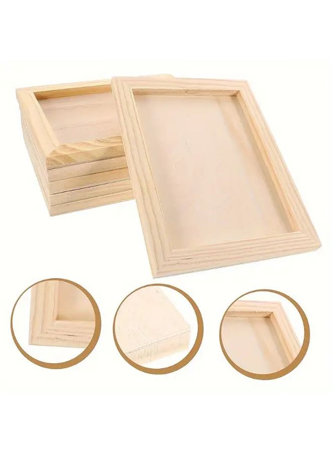 10 Pcs Natural Wood Rustic Picture Frames For 3D Painting Handmade Art Crafts - Image 4
