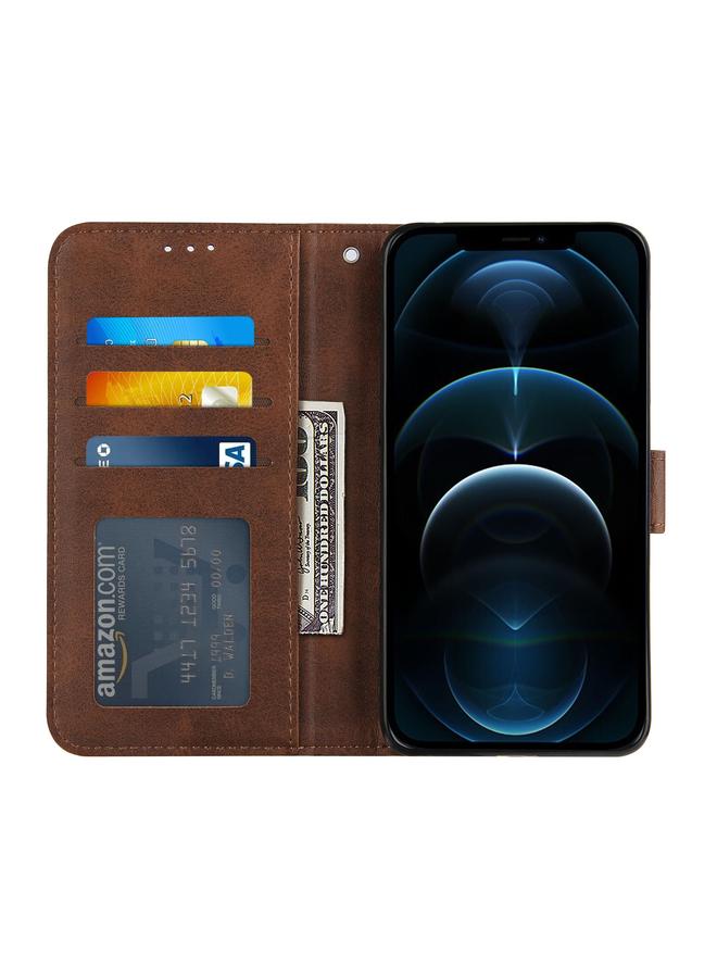 زبون جراب لهاتف iPhone 12 Pro Max مصنوع من جلد العجل مع مشبك وقفل أفقي مع حامل وفتحات للبطاقات ومحفظة وحبل - Image 4