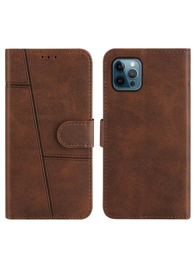 زبون جراب لهاتف iPhone 12 Pro Max مصنوع من جلد العجل مع مشبك وقفل أفقي مع حامل وفتحات للبطاقات ومحفظة وحبل - Image 3