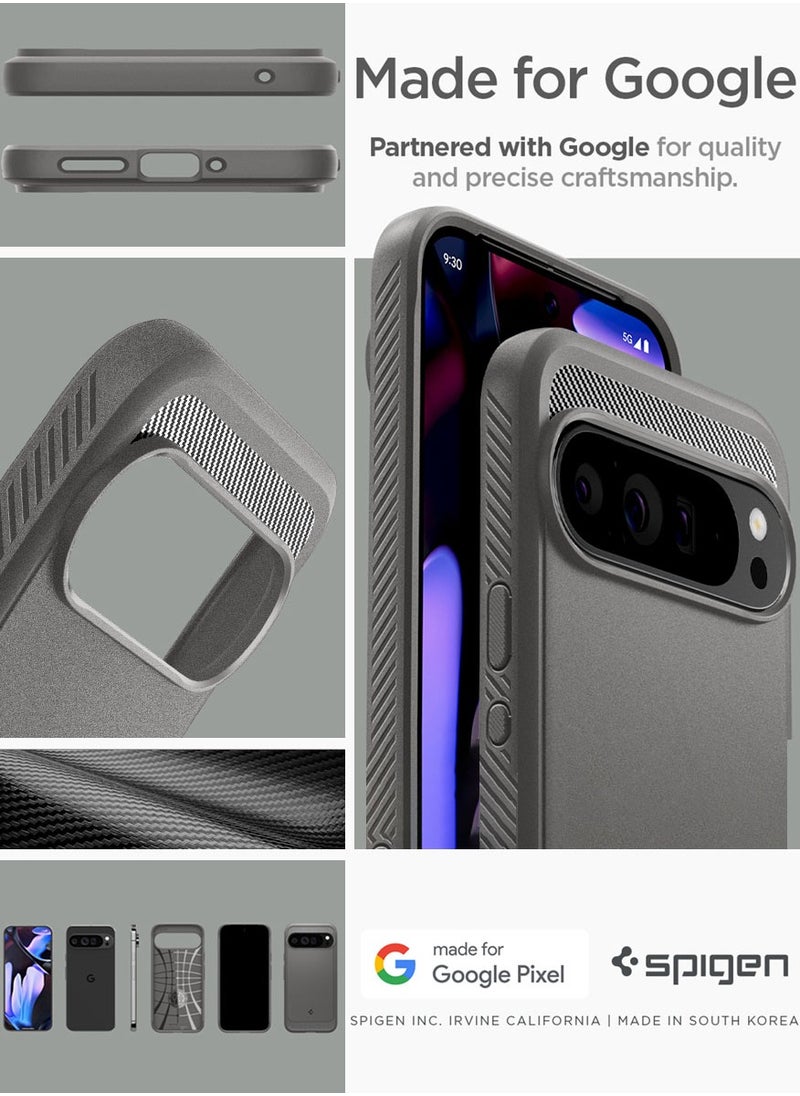 Rugged Armor Google Pixel 9 Pro XL Case Cover with Carbon Fiber Textures - Marble Gray
