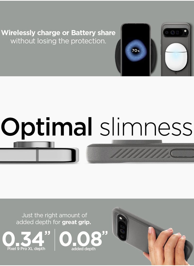 Spigen Rugged Armor Google Pixel 9 Pro XL Case Cover with Carbon Fiber Textures - Marble Gray  - Image 5