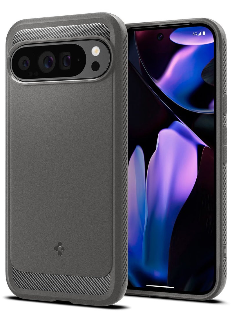 Spigen Rugged Armor Google Pixel 9 Pro XL Case Cover with Carbon Fiber Textures - Marble Gray  - Image 1