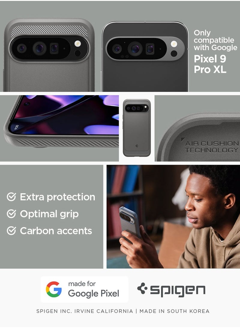 Spigen Rugged Armor Google Pixel 9 Pro XL Case Cover with Carbon Fiber Textures - Marble Gray  - Image 2
