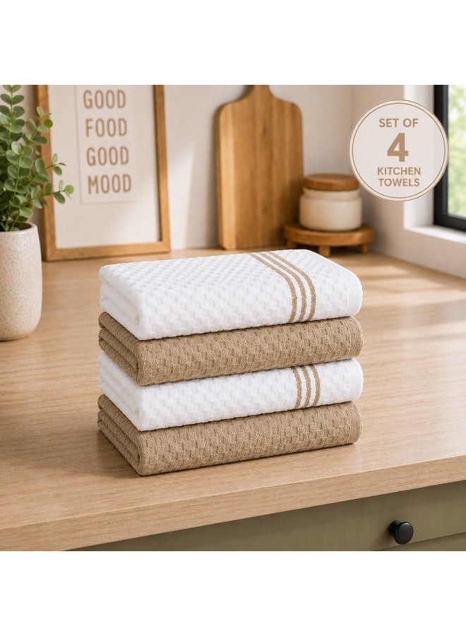 Bliss Casa طقم مناشف مطبخ (4 قطع، 40x65 سم) - مناشف قطنية، قماش تنظيف متين، مناشف بار متعددة الاستخدامات عالية الامتصاص ومناشف أطباق - Image 4