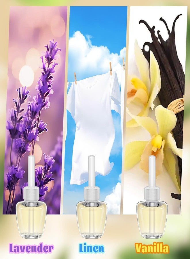 عبوات إعادة تعبئة معطر جو كهربائي للمنزل، برائحة اللافندر والكتان والفانيليا، مناسبة للحمام والمطبخ والمكتب، عبوة من 12 عبوة، 7.92 أونصة سائلة، متوافقة مع معطرات الجو من إير ويك وجليد - Image 3