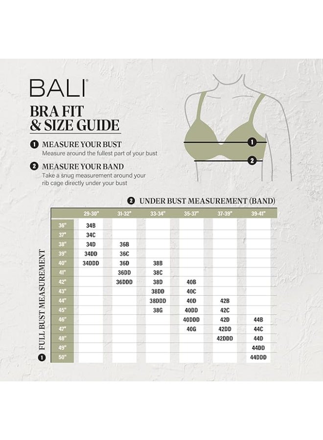 Bali حمالة صدر بالي النسائية بدون درزات مع سلك داخلي، لون توب ناعم، 36 C أمريكي - Image 2