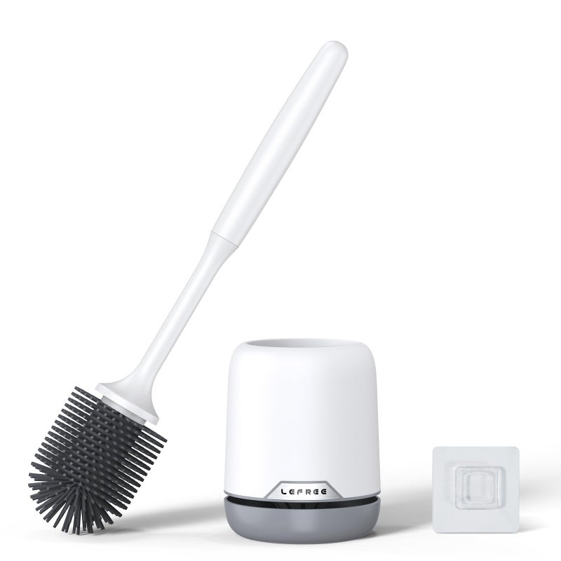 Lefree Silicone Toilet Brush and Holder,Bathroom Cleaner Brush Set,Non-Slip Handle Toilet Bowl Brush with TPR Soft Bristle,Wall Mounted/Floor Standing - Image 1