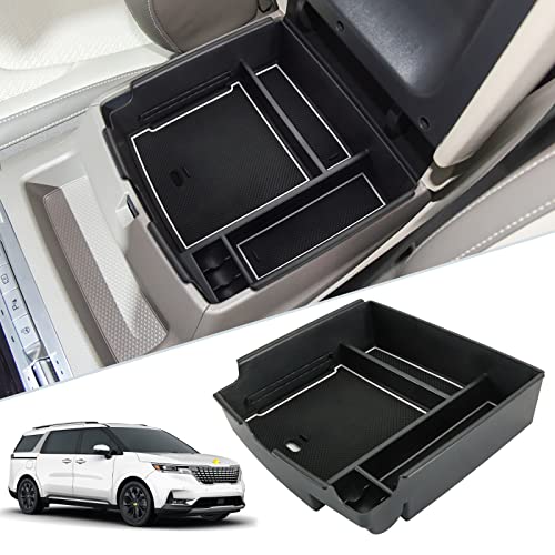 SKTU Compatible with 2022-2025 2026 Kia Carnival Center Console Organizer 2024 2025 2026 Carnival Accessories Console Tray 2024 2025 2026 Carnival Console Organizer with Coin and USB Hole (White) - Image 1