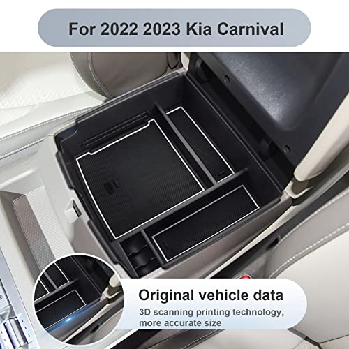SKTU Compatible with 2022-2025 2026 Kia Carnival Center Console Organizer 2024 2025 2026 Carnival Accessories Console Tray 2024 2025 2026 Carnival Console Organizer with Coin and USB Hole (White) - Image 4