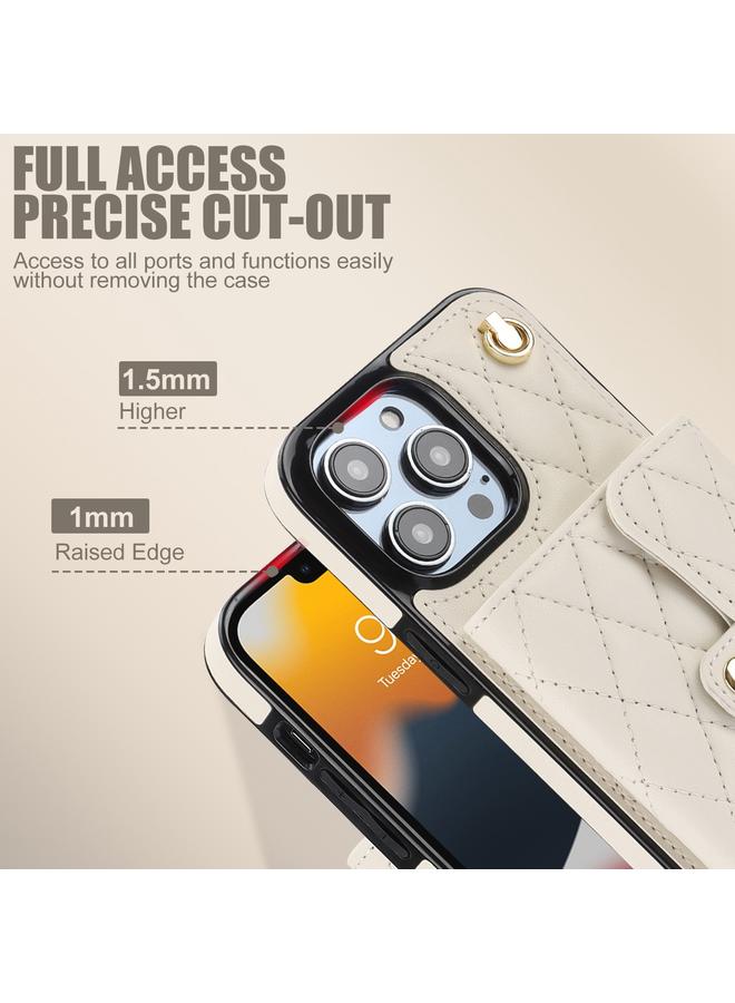 زبون جراب هاتف iPhone 13 Pro Max Crossbody Rhombic Horizontal Wallet Leather - Image 4