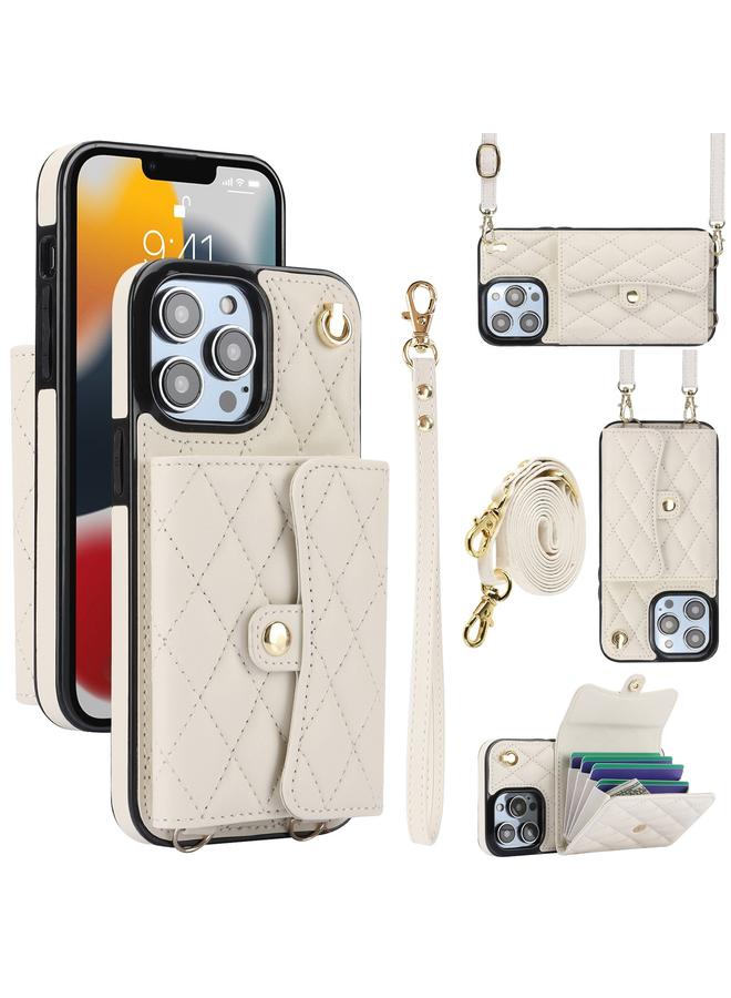 زبون جراب هاتف iPhone 13 Pro Max Crossbody Rhombic Horizontal Wallet Leather - Image 1