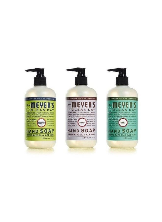 Mrs. Meyer's Clean Day Liquid Hand Soap 3 Scent Variety Pack Lemon Verbena Lavender Basil 3 Ct  - Image 2