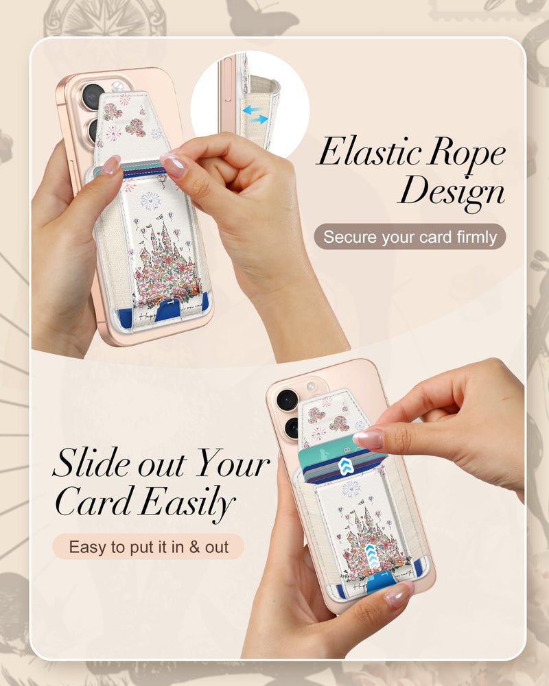 Shorogyt Compatible with Magsafe Wallet for Women - Phone Wallets for Magnetic Card Holder Mag Rfid Castle for iPhone 17/16/15/14/13/12 Series Cute with Elastic and Flap Cover, Fit 7 Cards - Image 5