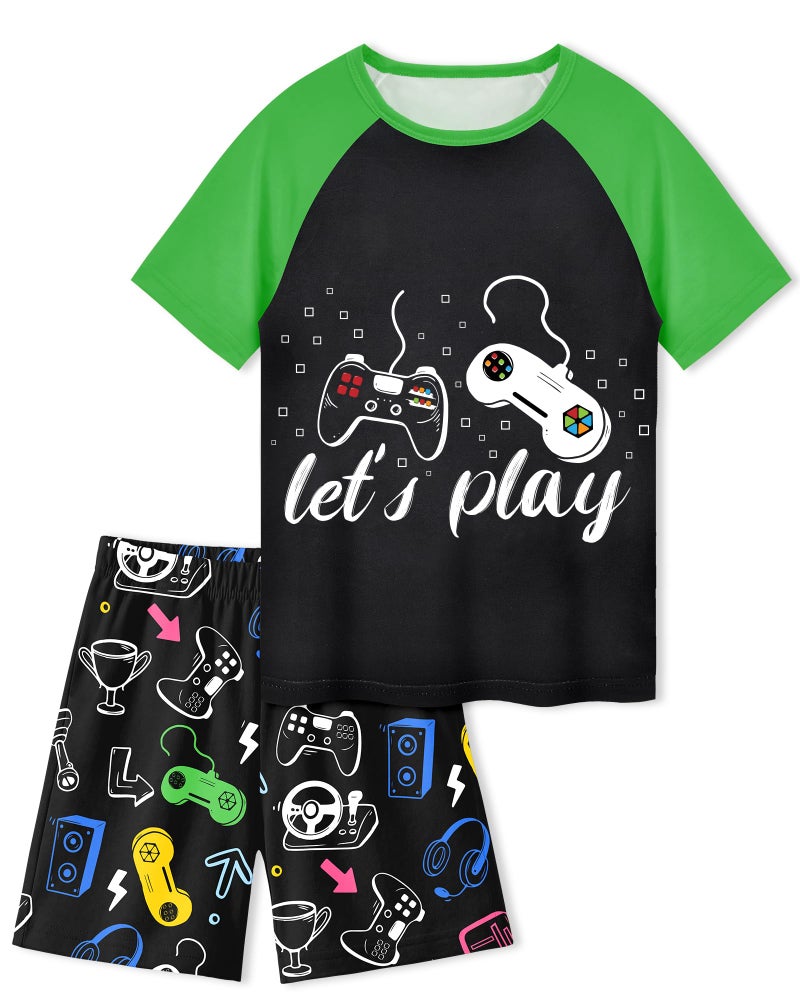 PASHOP Boys Pajama Little Boys Summer Pajamas 2 Piece Short Sleeve Top and Shorts Sets Gamer Kids Pjs Sleepwears Size 7-8 - Image 1