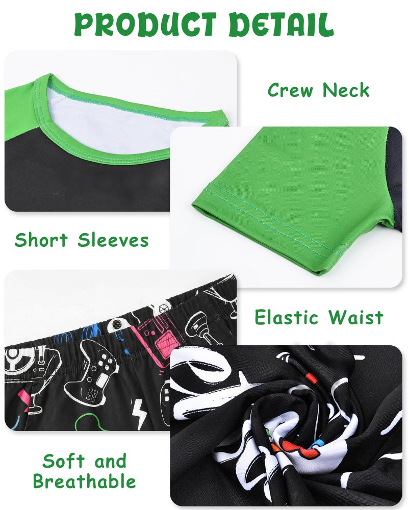 PASHOP Boys Pajama Little Boys Summer Pajamas 2 Piece Short Sleeve Top and Shorts Sets Gamer Kids Pjs Sleepwears Size 7-8 - Image 4