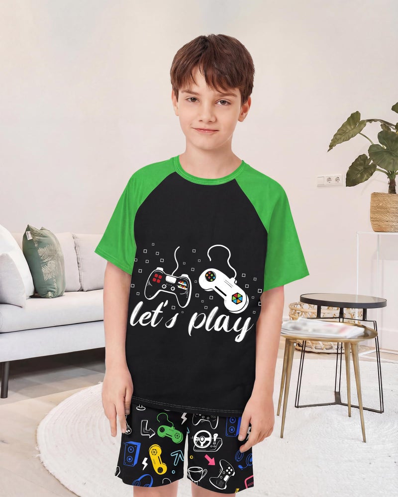 PASHOP Boys Pajama Little Boys Summer Pajamas 2 Piece Short Sleeve Top and Shorts Sets Gamer Kids Pjs Sleepwears Size 7-8 - Image 2