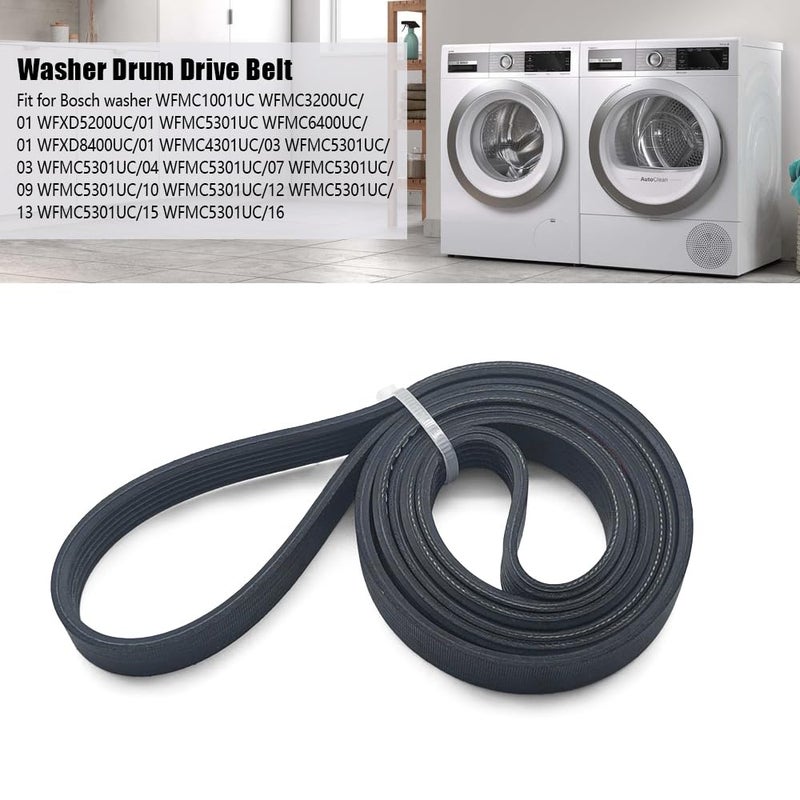 حزام قيادة أسطوانة الغسالة رقم 00491680، 00491787 متوافق مع غسالات Bosch WFMC1001UC، WFMC5301UC، WFMC4301UC/03؛ يحل محل الأجزاء LB1680R، AH3472325، BSH00491680. - Image 2