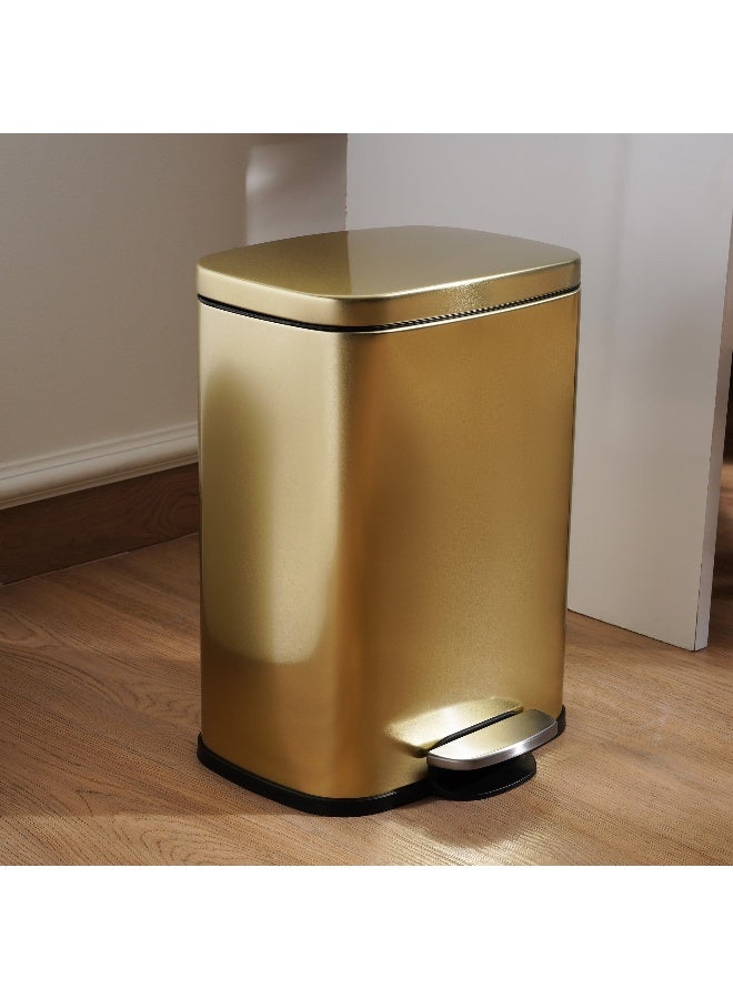 Pan Home Primo Fingerprint Resistant Metal Pedal Bin 28.6X26X38Cm 12L - Gold - Image 1