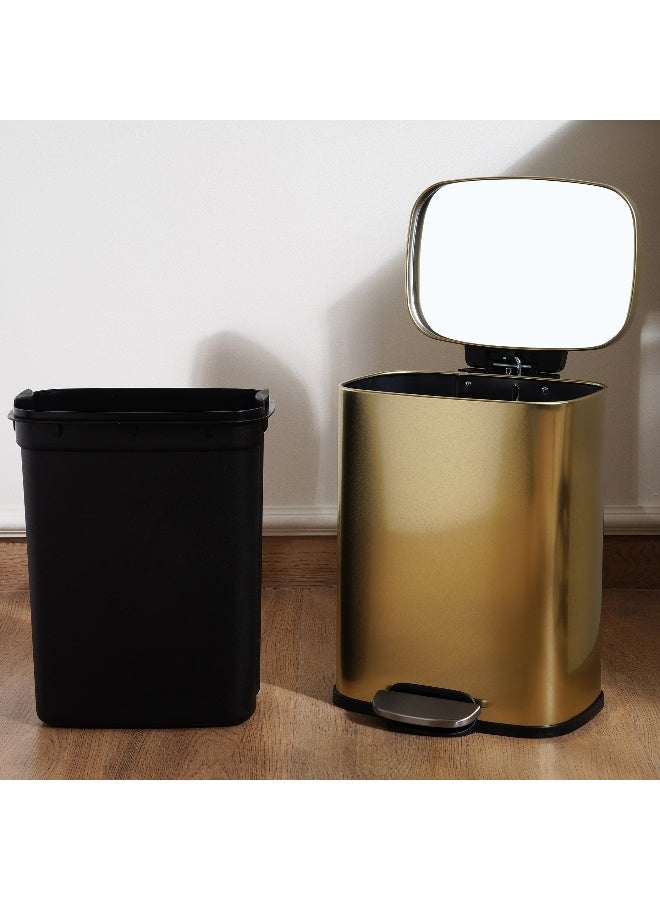 Pan Home Primo Fingerprint Resistant Metal Pedal Bin 28.6X26X38Cm 12L - Gold - Image 2