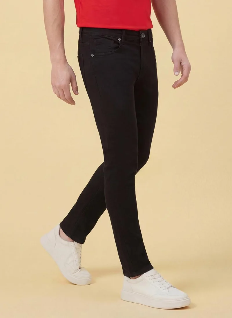 Being Human BLACK Men Cropped Tapered Fit Mid-Rise Jeans for Men | Best Price UAE