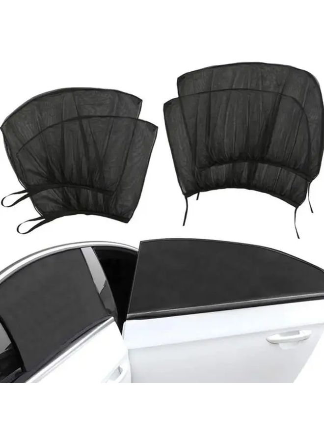 4pcs Set Black Car Window Sunshades Front Rear UV Heat Blocking Mesh Screens - Image 4