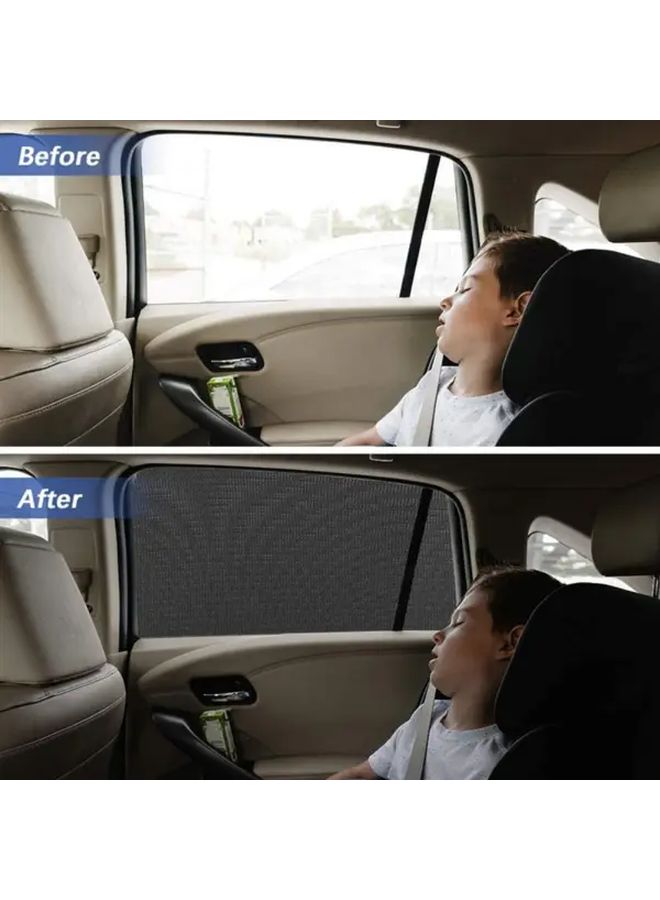 4pcs Set Black Car Window Sunshades Front Rear UV Heat Blocking Mesh Screens - Image 2