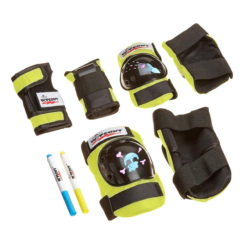 Wipeout Dry Erase Kids’ Pad Set with Knee Pads, Elbow Pads, and Wristguards - Neon Zest - Image 1