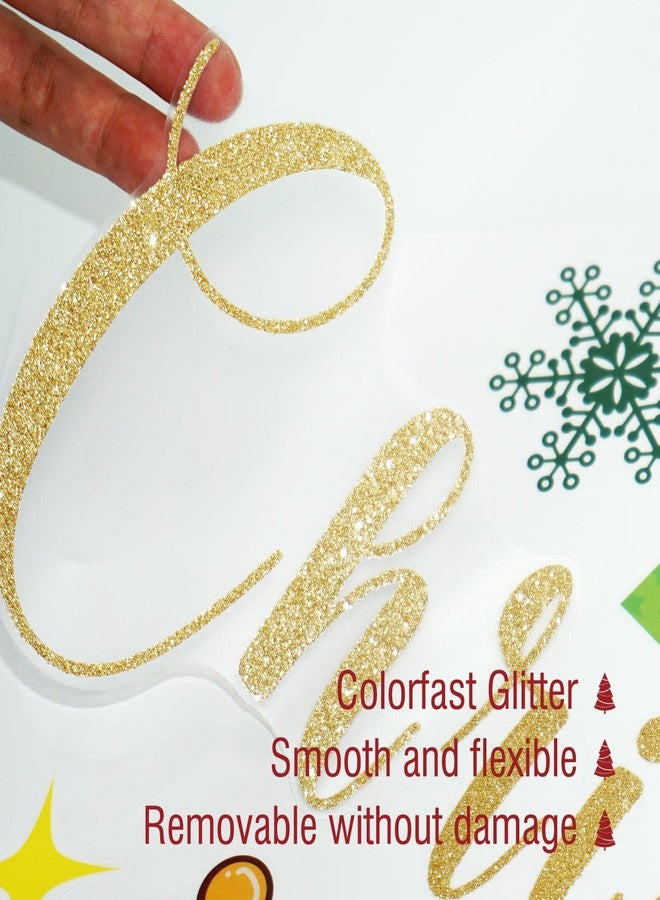 Rotumaty Christmas Wall Decals Stickers Decor Glitter Merry Christmas Tree Happy New Year Quote Decorations Holiday Seasonal Wall Art Decor for Home Office Classroom Party Ornaments - Image 5