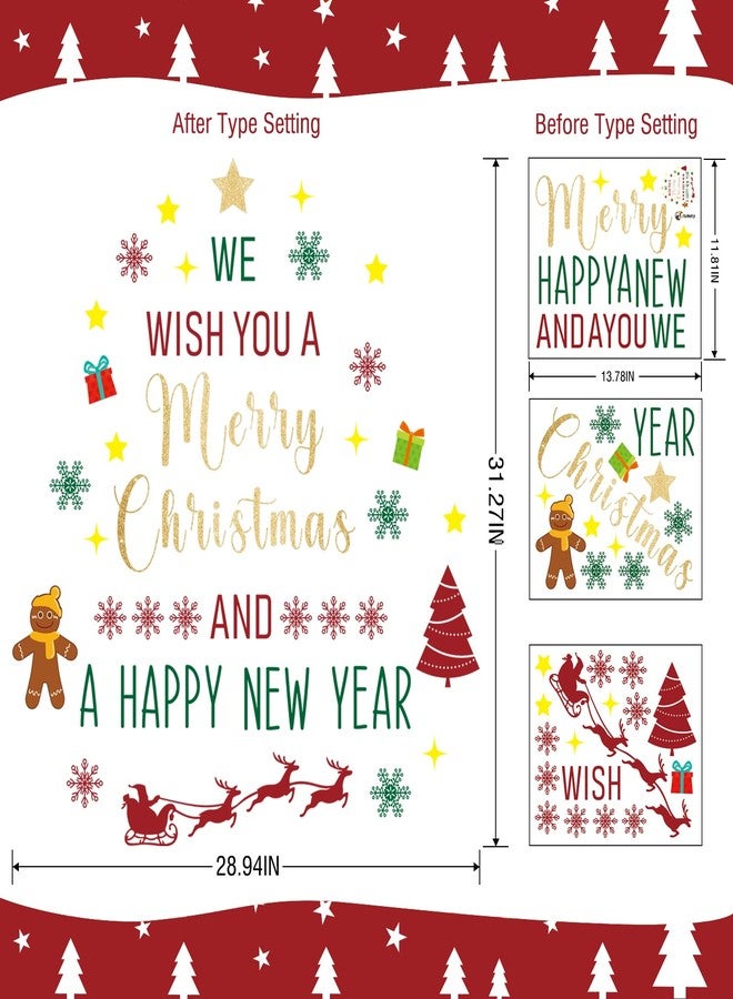 Rotumaty Christmas Wall Decals Stickers Decor Glitter Merry Christmas Tree Happy New Year Quote Decorations Holiday Seasonal Wall Art Decor for Home Office Classroom Party Ornaments - Image 4