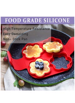 Silicone Egg Ring, 100% Food Grade Egg Cooking Rings, Egg Rings Non Stick, Perfect Fried Egg Mold or Pancake Rings, Reusable, Pancake Maker with 4 Cavity (Heart Round Star) 4pcs