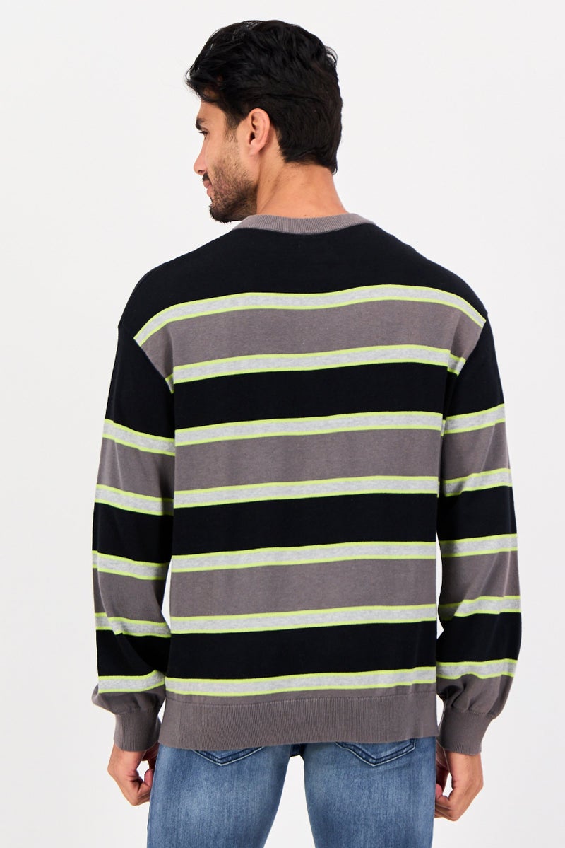 Selected Homme Men Crew Neck Stripe Sweater, Multicolor - Image 3