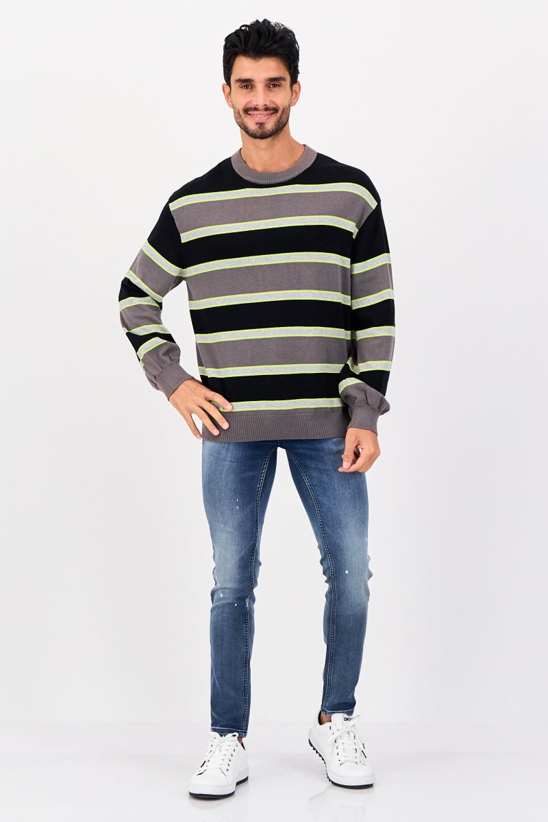 Selected Homme Men Crew Neck Stripe Sweater, Multicolor - Image 4