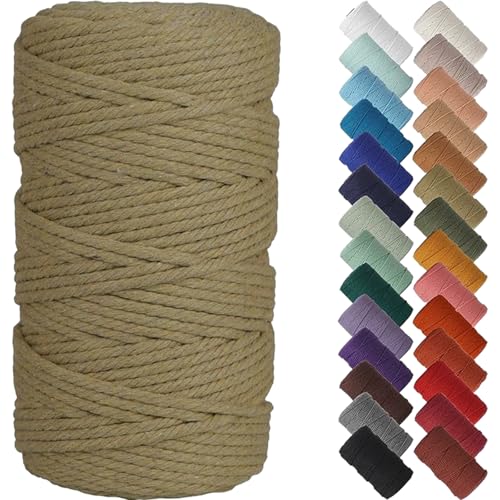 NOANTA Khaki Macrame Cord 4mm x 109yards Colored Macrame Rope Cotton Cord Macrame Yarn Colorful Cotton Craft Cord for Wall Hanging Plant Hangers Crafts Knitting - Image 1