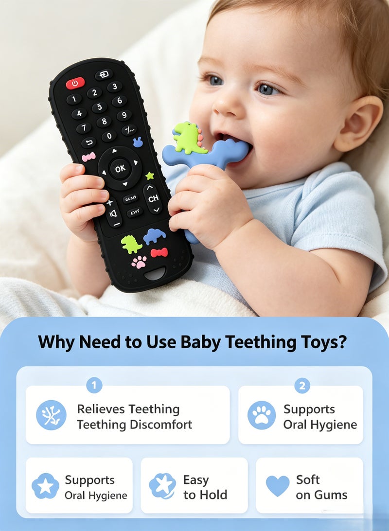 insular Remote Control Teether, Food-Grade Silicone Baby Teething Toy with Textured Buttons for Gum Massage, BPA-Free Chew Toy for 0-12 Months, Teething Relief & Finger Sucking Stopper (Black) - Image 5