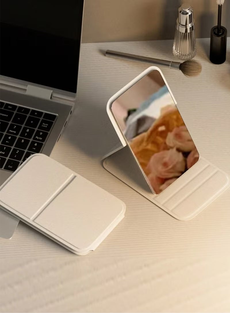 Pocket Mirror, Portable Folding Compact Makeup Mirror for Quick Touch-ups on the Go - White - Image 2