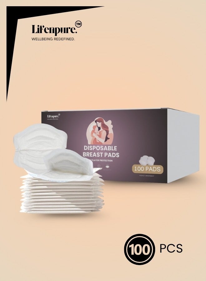 Lifenpure 100 Pcs Disposable Nursing Nipple Pads Breast Pads for Breastfeeding Round Shape - Image 1