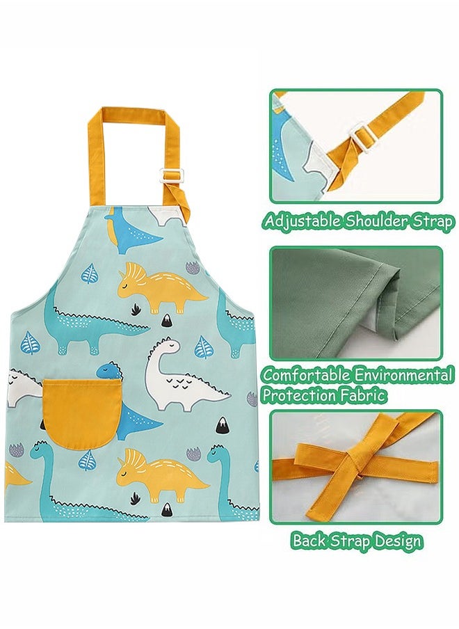 HS Kids Toddler Painting Apron Set With Pocket And 2 Sleeves Adjustable Waterproof Children Artist Apron For Age 3 - 6 Years Boy And Girl For Craft Water Play Eating Cooking Drawing  - Image 3
