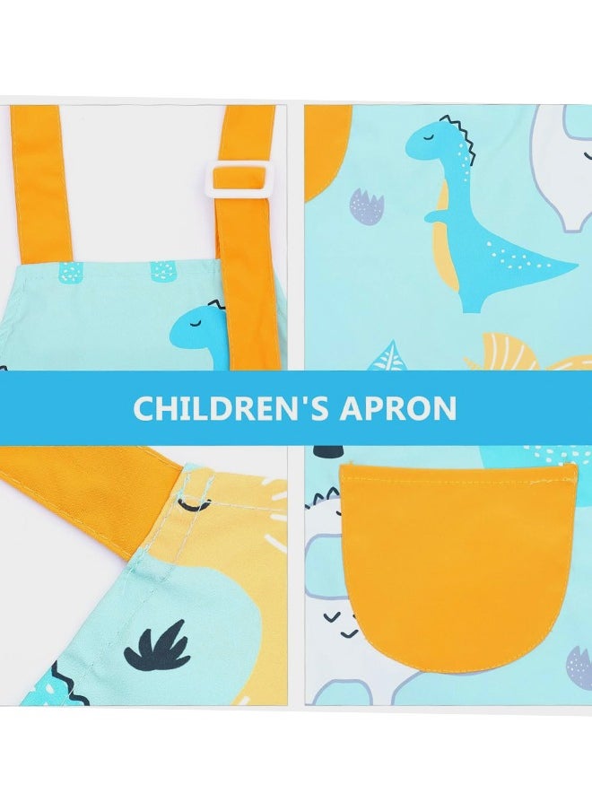 HS Kids Toddler Painting Apron Set With Pocket And 2 Sleeves Adjustable Waterproof Children Artist Apron For Age 3 - 6 Years Boy And Girl For Craft Water Play Eating Cooking Drawing  - Image 4
