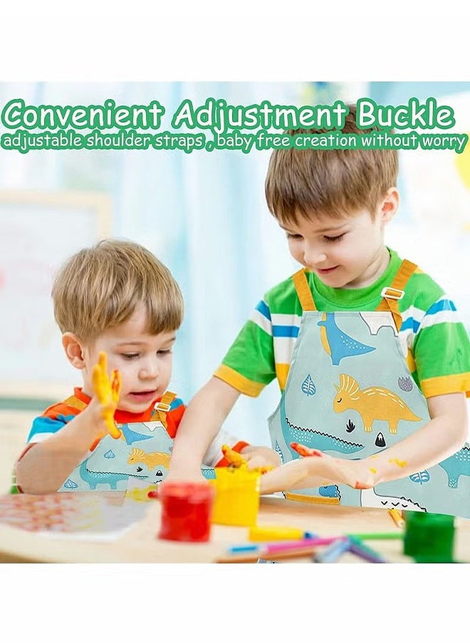 HS Kids Toddler Painting Apron Set With Pocket And 2 Sleeves Adjustable Waterproof Children Artist Apron For Age 3 - 6 Years Boy And Girl For Craft Water Play Eating Cooking Drawing  - Image 5