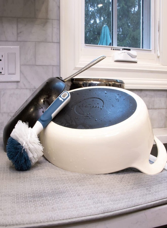 Unger Sink and Dish Scrub Brush, Kitchen Washing Scrubber for Hard-to-Reach Corners, Small Cleaning Supplies, Non-Scratch Bristles, Glassware, Pots, Pans, Tumblers, Drains, and Disposals - Image 3