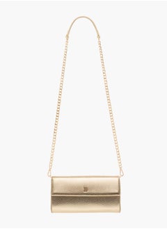 Flora Bella By Shoexpress Women Textured Crossbody Bag with Detachable Chain Strap and Flap Closure  - Image 2